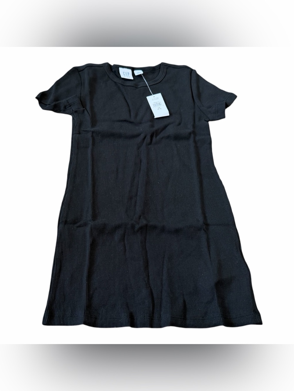 GAP Girls Ribbed Shirt Dress, Short Sleeve, Black, Size XS 4-5, NEW